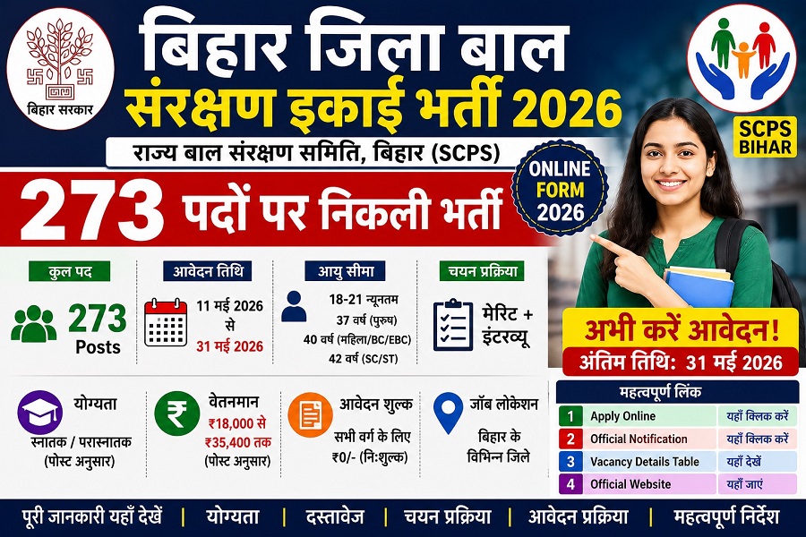 Bihar Jila Bal Sanrakshan Ikai Vacancy 2026 online apply sarkariresult-s.com