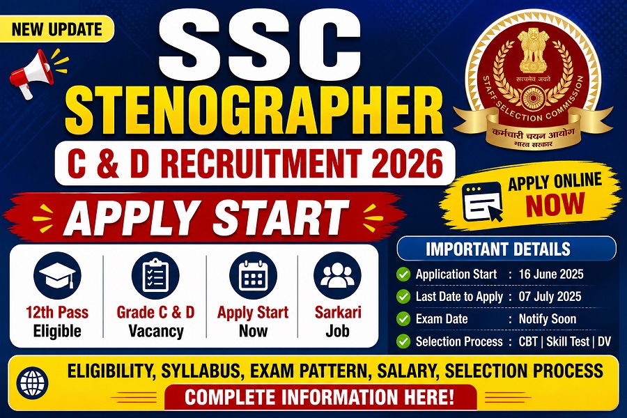 SSC Stenographer C & D Recruitment 2026 online apply sarkari result